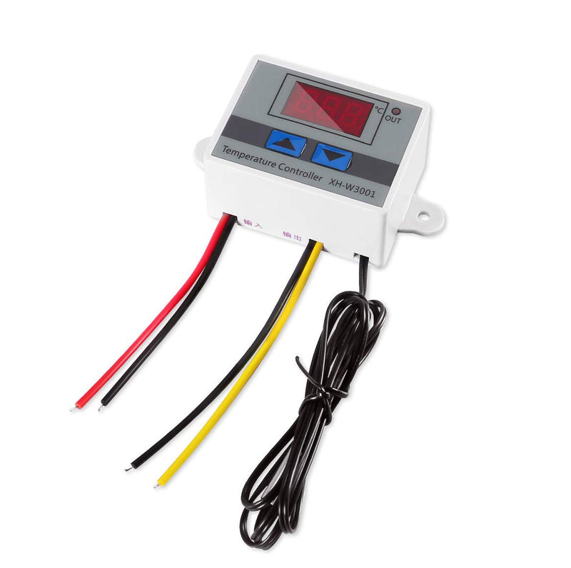 Digital LED Temperature Controller Module, XH-W3001 Mini Thermostat Switch with Waterproof Sensor Probe, Programmable -50 to 110 Degree Heating Cooling Thermostat(24V) 24v