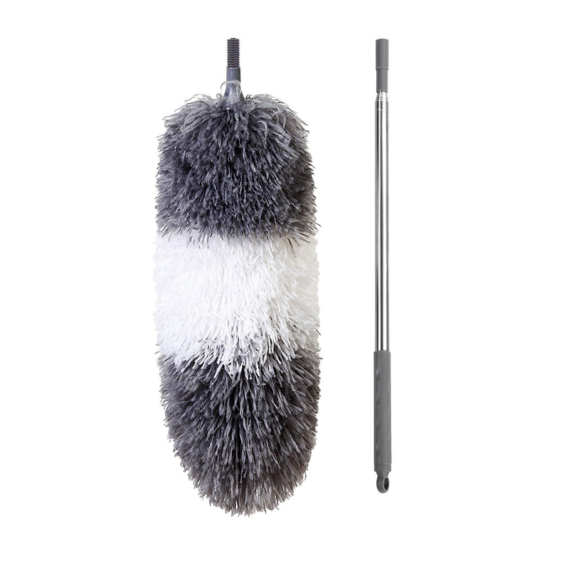 BOOMJOY Microfiber Feather Duster with Extendable Pole, 100" Telescoping Cobweb Duster for Cleaning, Bendable Head, Scratch-Resistant Cover, Washable Duster for Ceiling, Fan, Furniture Grey