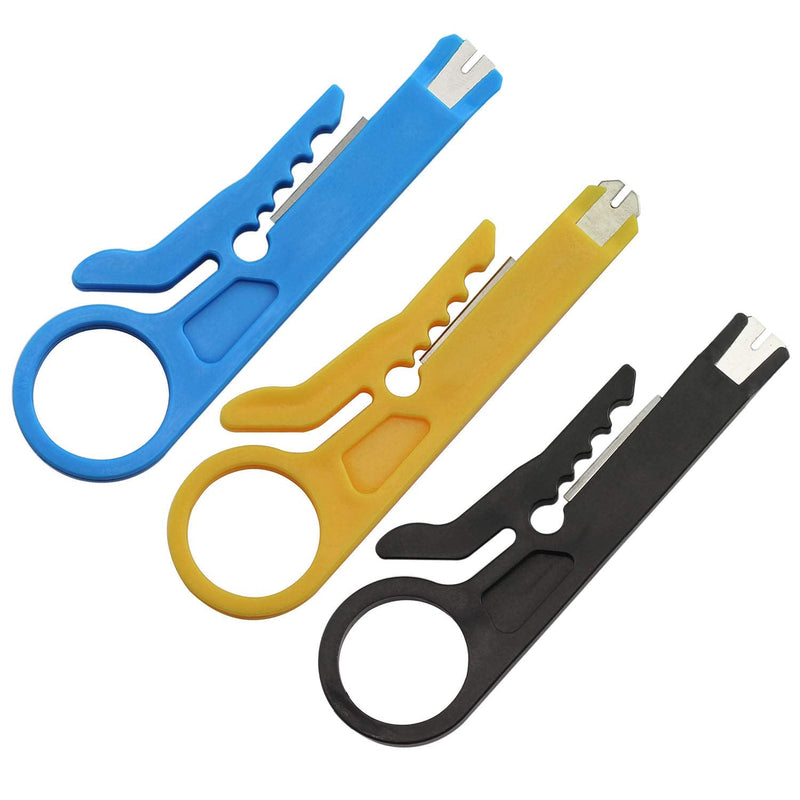 RuiLing 3PCS Small Wire Stripper Portable Crimping Tool Blue/Yellow/Black UTP STP Network Cable Cutter Keystone Jack RJ45 Ethernet Module Impact Punch Down Tool