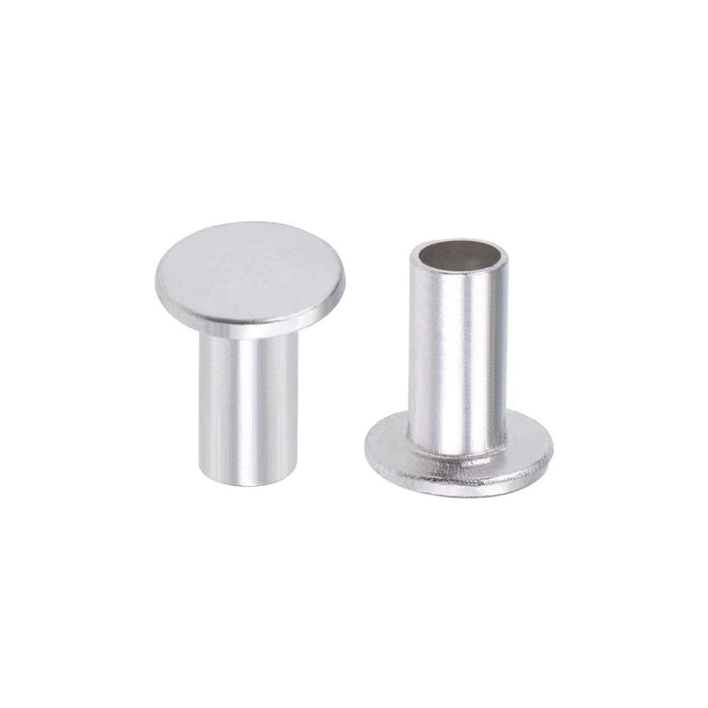 uxcell 200 Pcs 4mm x 8mm Aluminum Flat Head Semi-Tubular Rivets Silver Tone