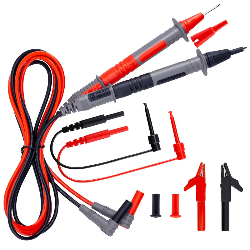 KAIWEETS Soft Silicone Electrician Test Leads Kit CAT III 1000V & CAT IV 600V with Alligator Clips and Needle Probe for Fluke/AstroAI/INNOVA Multimeter Electronic Clamp Meter 8