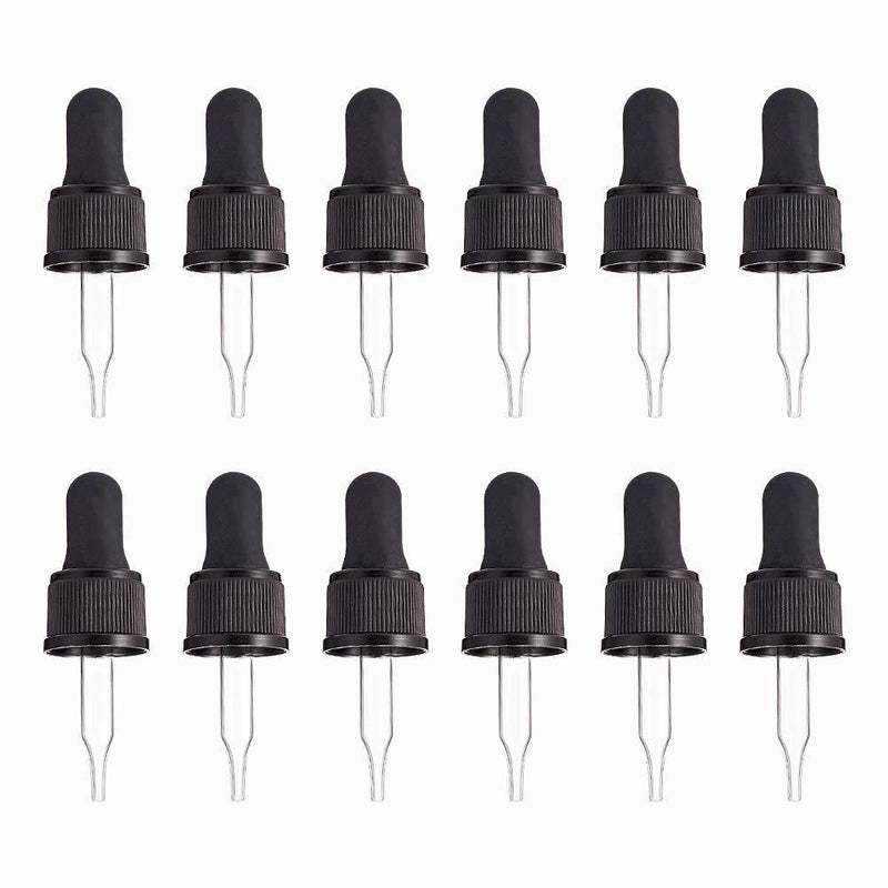 PH PandaHall Set of 12, Glass Eye Droppers for Essential Oil 5ml (1/6 Ounce) Pressure Rotating Cover Oil Droppers Pipettes Roller Tops for Essential Oil Bottles Fit for 5ml bottle