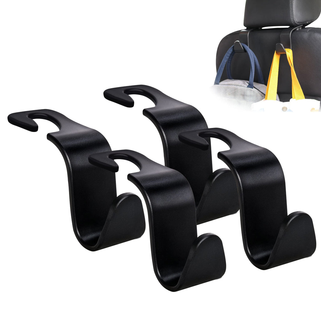 Car Seat Headrest Hook 4 Pack Hanger Storage Organizer Universal for Handbag Purse Coat fit Universal Vehicle Car Black S Type