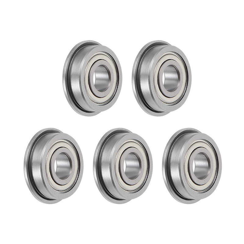 uxcell F695ZZ Flange Ball Bearing 5x13x4mm Shielded Chrome Bearings 5pcs