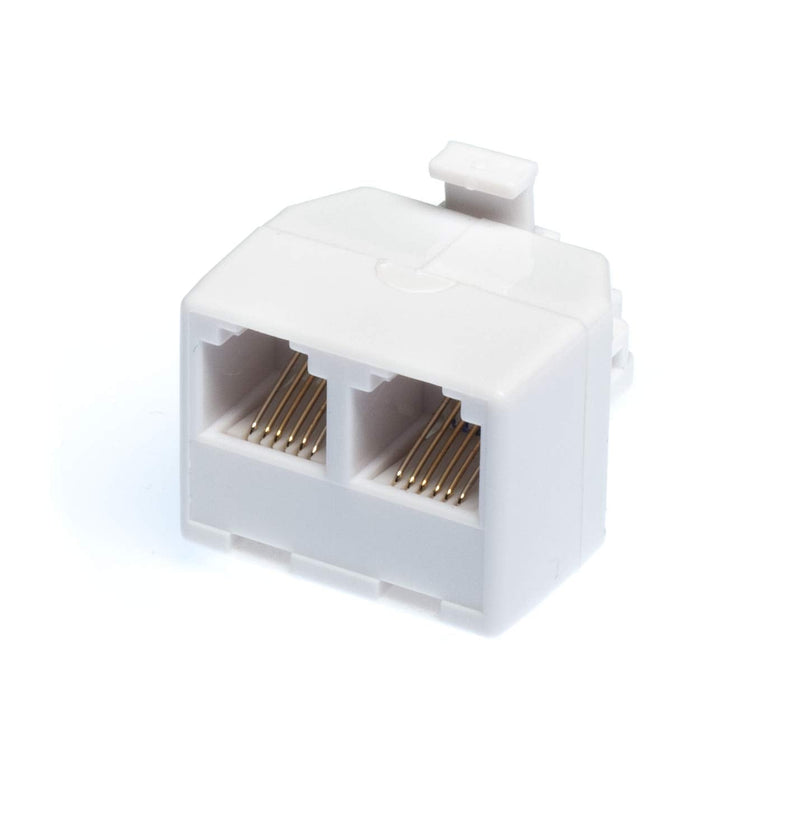 Duplex Jack Phone Wall Adapter - 1 Pack, White - 2-Way Phone Splitter (2 Lines) Wall Jack Phone RJ11 Adapter White, 2 Way