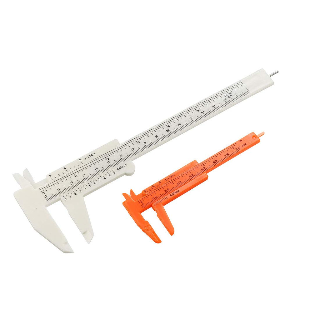 uxcell Vernier Caliper 80mm 150mm Mini Double Scale Plastic Ruler Measuring Tool White Orange 1 Set