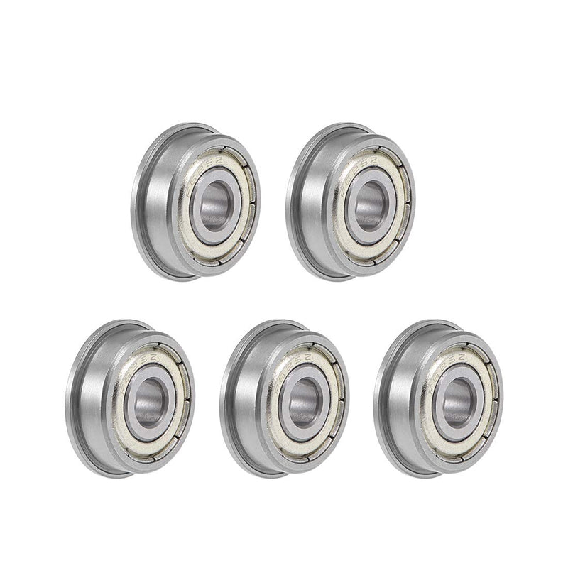 uxcell F625ZZ Flange Ball Bearing 5x16x5mm Shielded Chrome Bearings 5pcs