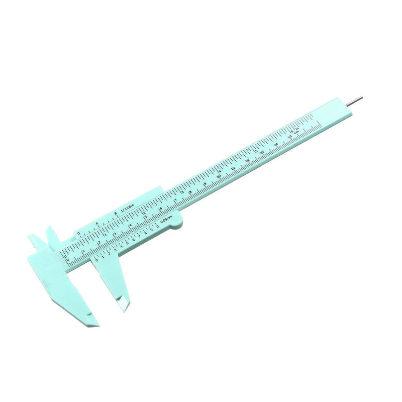 uxcell Vernier Caliper 150mm Mini Double Scale Plastic Ruler Measuring Tool Green