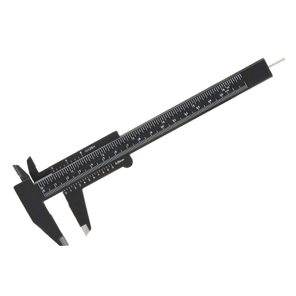 uxcell Vernier Caliper 150mm 6 Inch Metric Mini Double Scale Plastic Ruler Measuring Tool Black