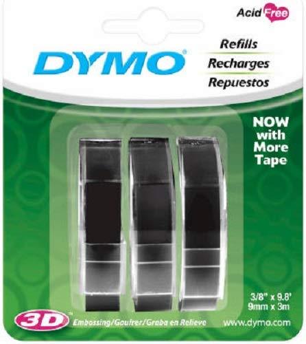 Dymo 1741670 3 Pack Black 3/8" x 9.8' ft Embossing Tape Refills - Quantity 4