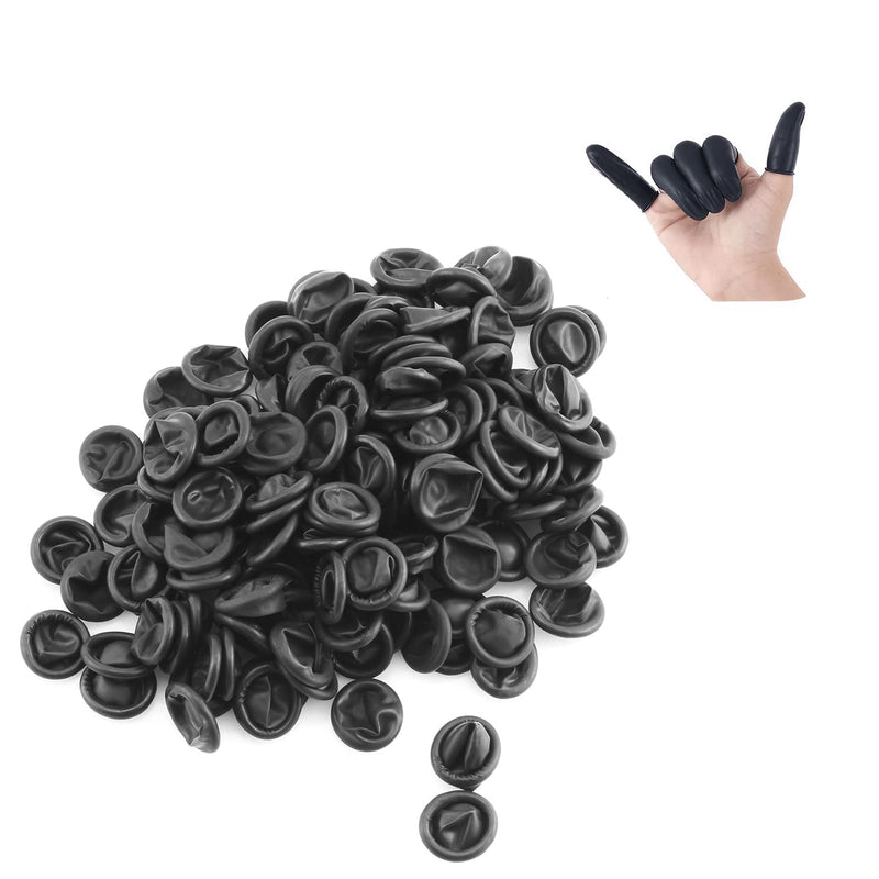 Lind Kitchen 150pcs Disposable Latex Finger Cots Protective Fingertips Gloves Rubber Industrial Fingerstall Sleeves 65mmx25mm (Black) Black 65x25mm
