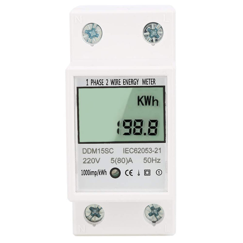 Energy Meter 5-80A DDM15SC LCD Digital Display Single Phase DIN-Rail Electronic Energy KWh Meter Enclosure Accuracy Analyzer