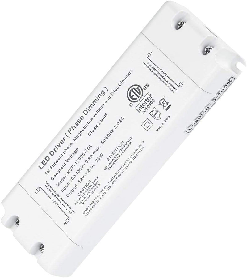 25W Dimmable Driver LED Power Supply - ETL 12V DC Dimming LED Drivers Transformer Compatible with Lutron, Leviton 25W dimmable led driver