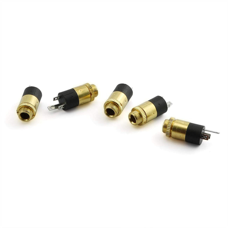 RuiLing 5-Pack Stereo Audio Panel Mount Jack Adapter Gold Plating Metal Headphone Female Socket Connector 3.5mm