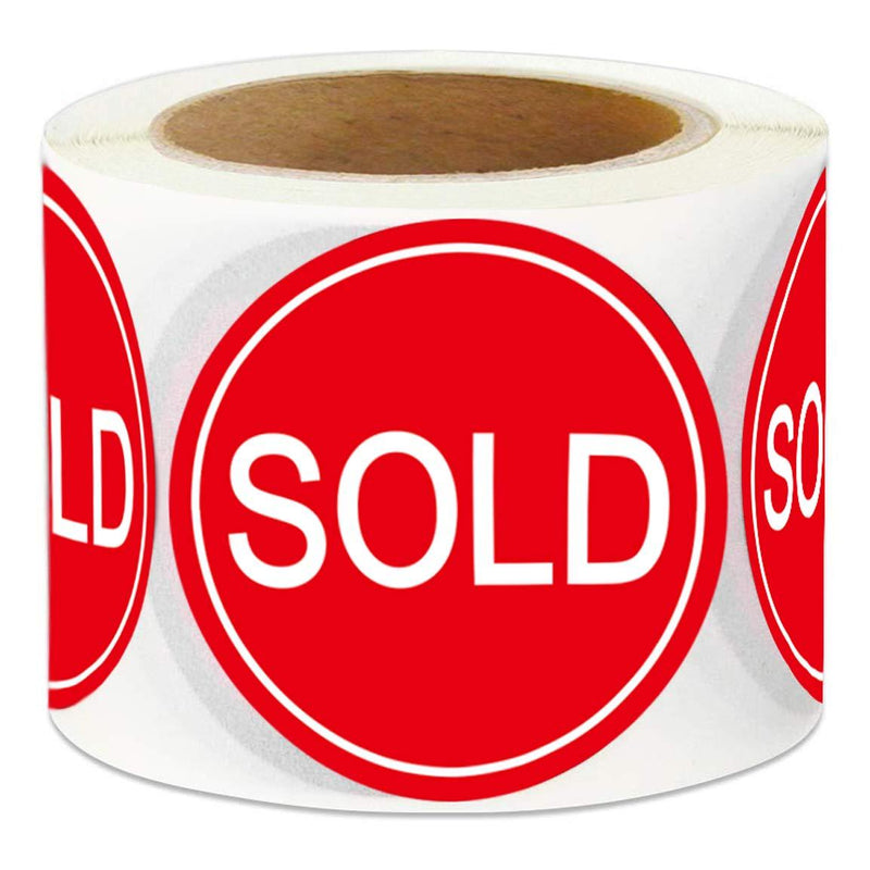 Round Dot 500/Roll - 2" Red Sticker Labels - Retail Pricing Inventory Control Retail Stickers (Red)