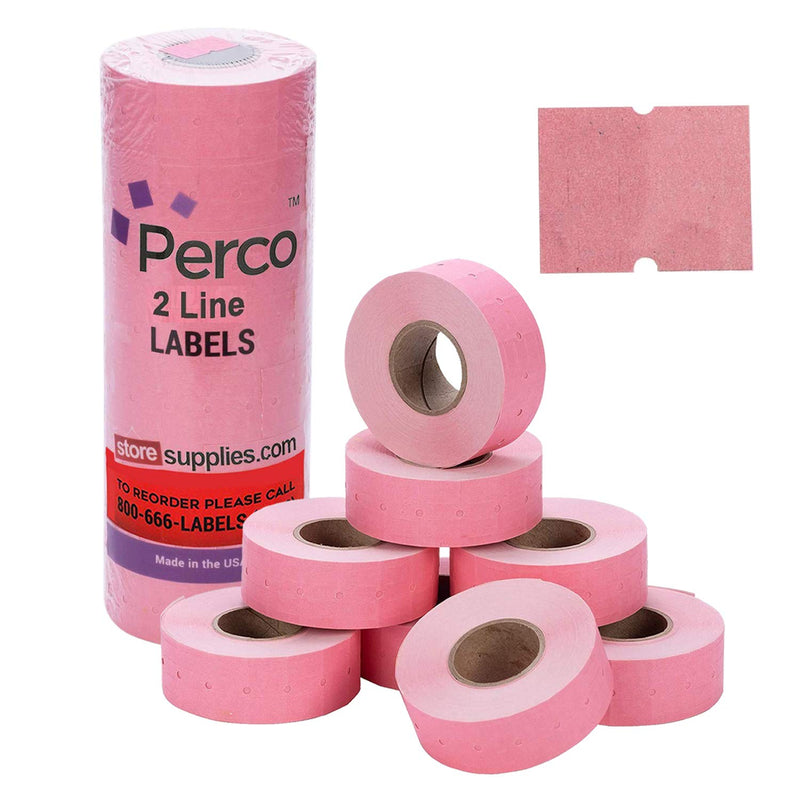 Perco 2 Line Pink Labels - 1 Sleeve, 6,000 Blank Pricing Labels for Perco 2 Line Price and Date Guns