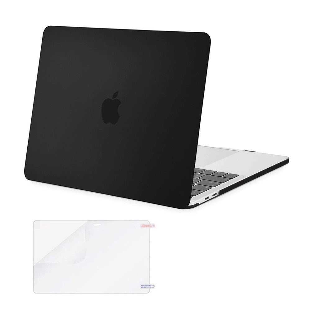 MOSISO Compatible with MacBook Pro 13 inch Case 2020-2016 Release A2338 M1 A2289 A2251 A2159 A1989 A1706 A1708 with/Without Touch Bar, Plastic Hard Shell Case Cover & Screen Protector, Black