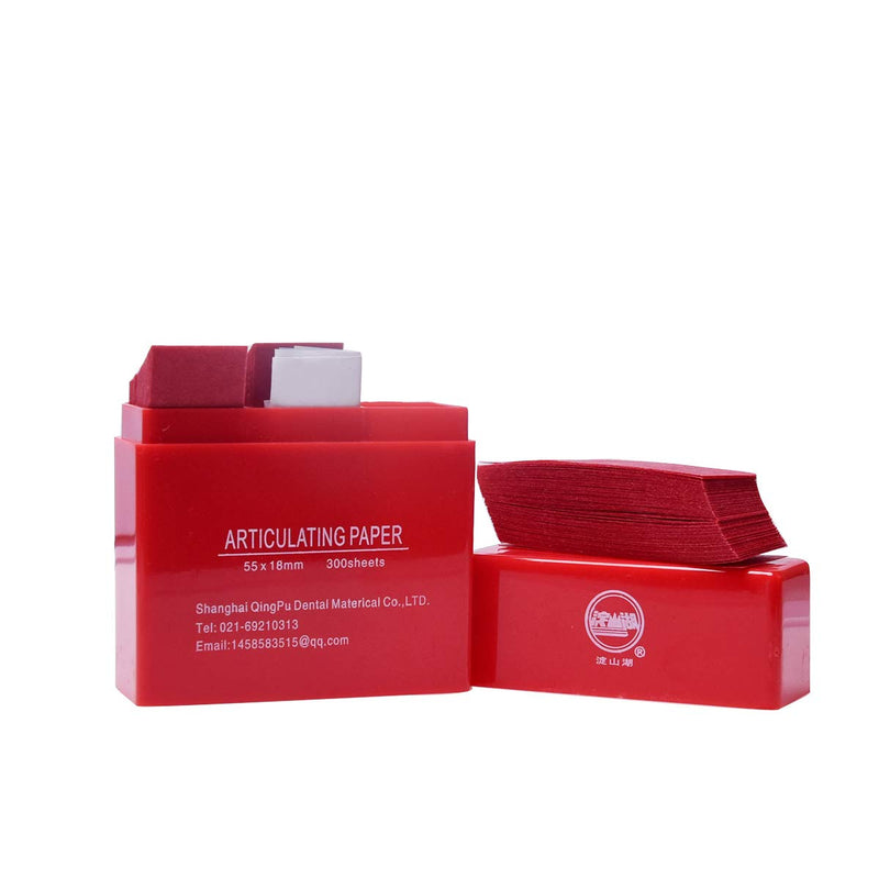 ANNWAH Dental Articulating Paper - Thicker Double Side Bite Paper Strips 100μm Thickness Oral Teeth Care Material Dental Lab Products 300 Sheet/Box… Red