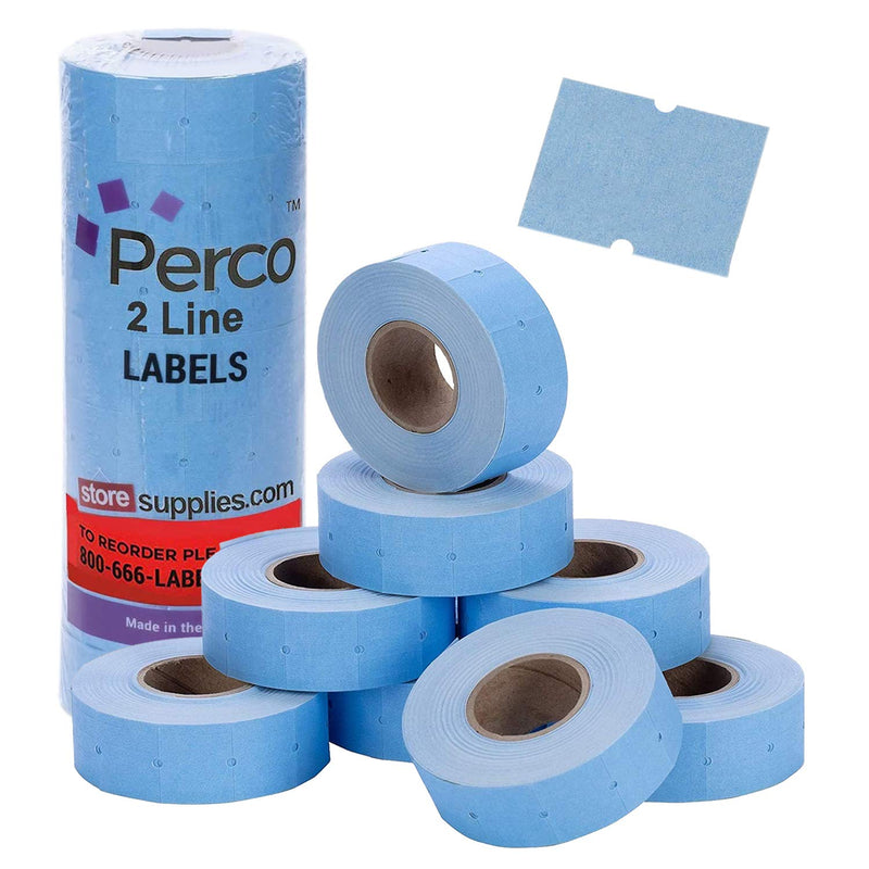 Perco 2 Line Blue Labels - 1 Sleeve, 6,000 Blank Pricing Labels for Perco 2 Line Price and Date Guns