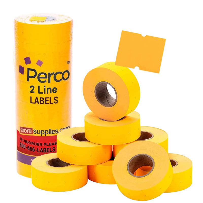 Fluorescent Orange Perco Labels for Perco 2 Line Labeler Gun - 1 Sleeve, 6,000 Labels