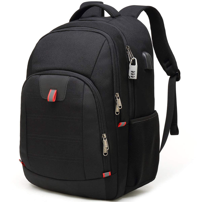 Travel Laptop Backpack,Extra Large Anti Theft College School Backpack for Men and Women with USB Charging Port,Water Resistant Big Business Computer Backpack Bag Fit 17 Inch Laptop and Notebook,Black Black