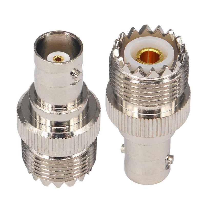 BOOBRIE 2-Pack BNC Female to UHF Female SO-239 BNC to UHF Jack Coax SO239 Connector for Antennas, Wireless LAN Devices, CCTV, Wi-Fi Radios External Antenna