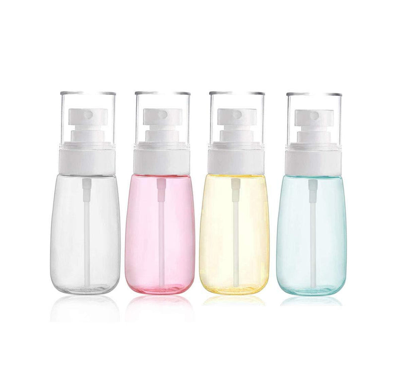 JOSALINAS 4PCS Fine Mist Spray Bottle 2oz/60ml Plastic Empty Clear Refillable Travel Container Essences Rose Water Mister 60ml/2oz
