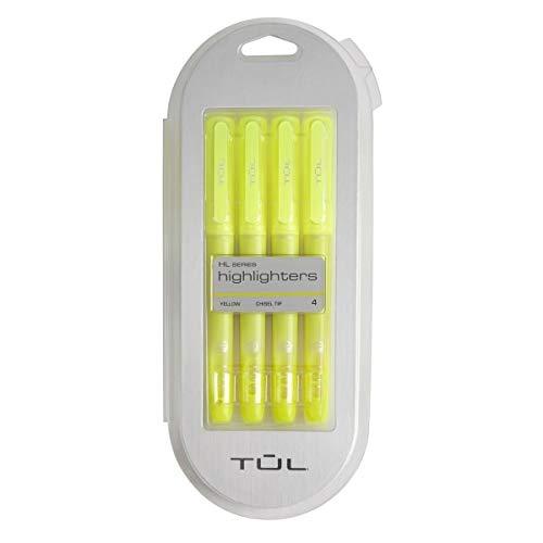 TUL Highlighter, Chisel Tip, Fluorescent Yellow, Pack of 4 Highlighters