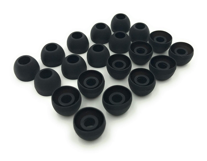 Earbudz 10 Pairs Medium Silicone Replacement Earbud Ear Buds Tips â€“ Black