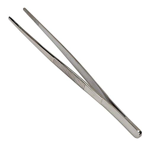 Precision Blunt Serrated Tips Stainless Steel Thumb Forceps Tweezers 6" (15.24 cm), Comfortable Ridged Handle