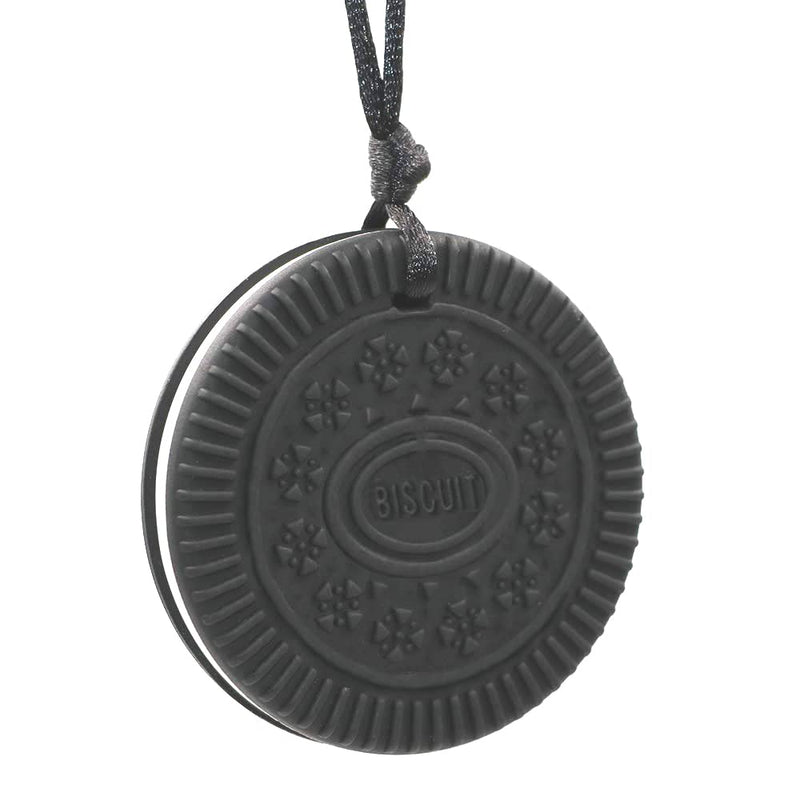 Chew Necklace for Boys and Girls - Silicone Chewable Pendant for Teething, Autism, Biting, ADHD, SPD, Sensory Oral Motor Aids for Kids, Chewy Toy Jewelry for Adults (Black) Black