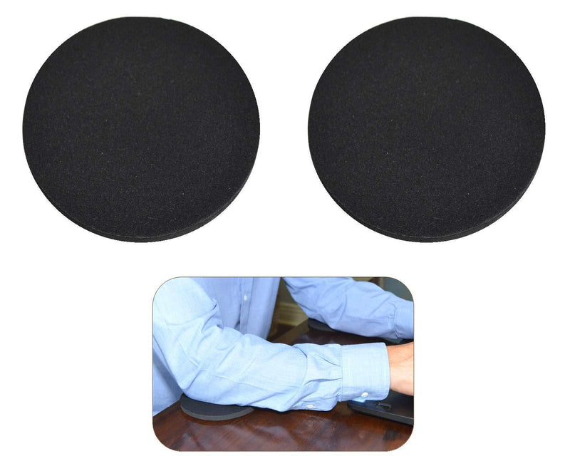 Desk Dots! Elbow, Arm & Wrist Rest Cushioning Pads for Pressure Point & Pain Relief on Gaming & Work Surfaces; Made of Neoprene with Soft Nylon Surface; 4.5" Wide, 0.44" Thick; 2-Pack! (Pitch Black) Pitch Black