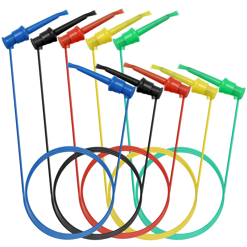 Sumnacon 5 Pcs Multimeter Electrical Test Dual Lead Test Hook Clips - 5 Colors Silicone Minigrabber to Minigrabber Flexible Test Cables for Electronic, Component, Testing Connecting