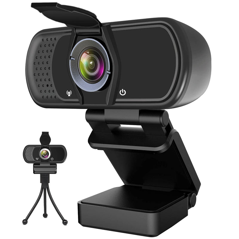 Webcam with Microphone,Hrayzan 1080P HD Webcam with Privacy Cover and Tripod,Streaming Computer Web Camera with 110 Degree Wide View Angle,USB PC Webcam for Video Calling Recording Conferencing