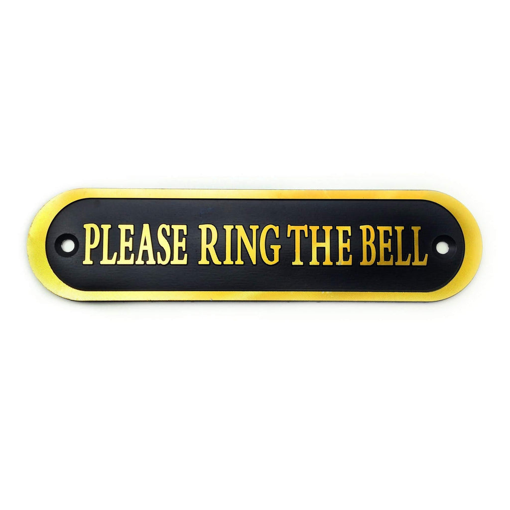 Will's Family Store Please Ring The Bell Aluminum Doorbell Sign Black and Golden 5.5x1.4 inch Black&golden Aluminum with screws