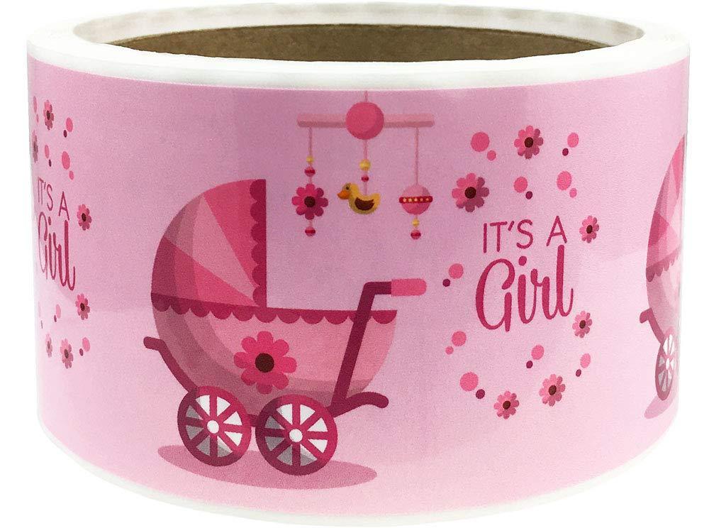 It's A Girl Water Bottle Labels Baby Shower 2 x 8 Inch 50 Total Stickers On A Roll