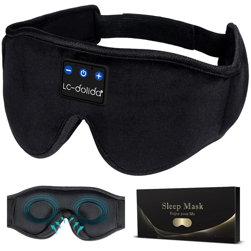 Sleep Headphones,3D Sleep Mask Bluetooth Wireless Music Eye Mask, LC-dolida Sleeping Headphones for Side Sleepers with Ultra-Thin Stereo Speakers Perfect for Sleeping