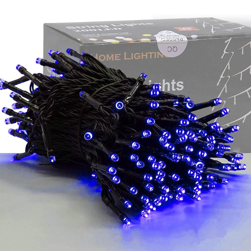 HOME LIGHTING 66ft Christmas Decorative Mini Lights, 200 LED Green Wire Fairy Starry String Lights Plug in, 8 Lighting Modes, for Indoor Outdoor Xmas Tree Wedding Party Decoration (Blue) Blue