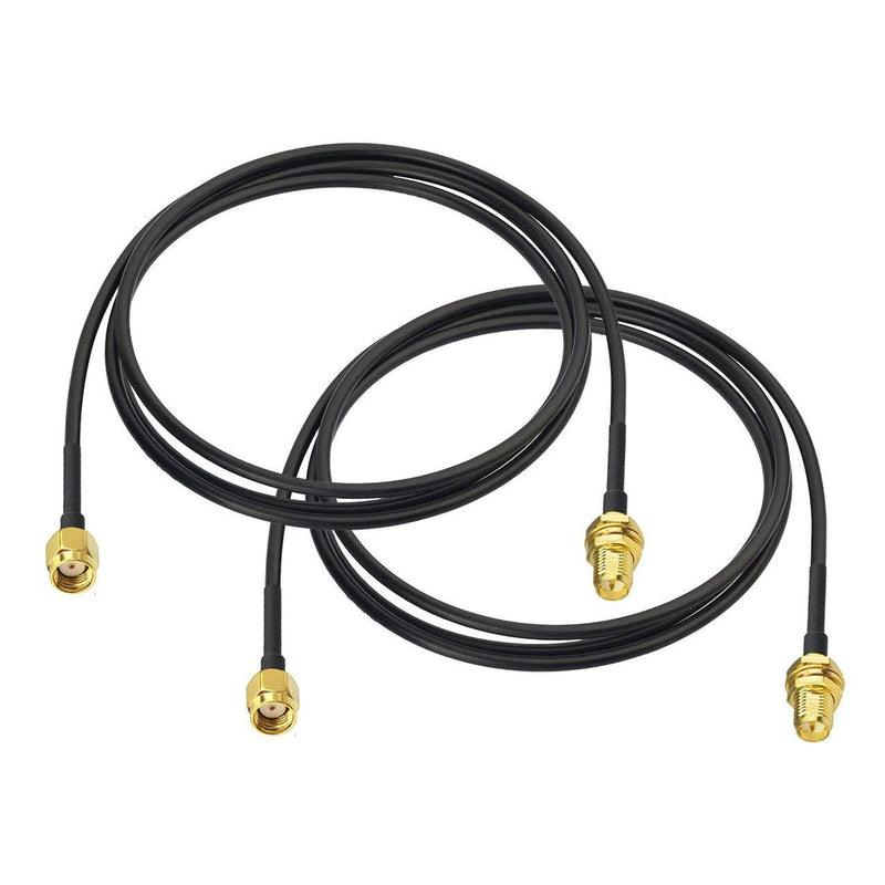 Bingfu RP-SMA Male to RP-SMA Female Bulkhead Mount RG174 WiFi Antenna Extension Coaxial Cable 1m / 3 feet (2-Pack) for WiFi Router Security Camera Wireless Mini PCI Express PCIE Network Card Adapter 2-Pack