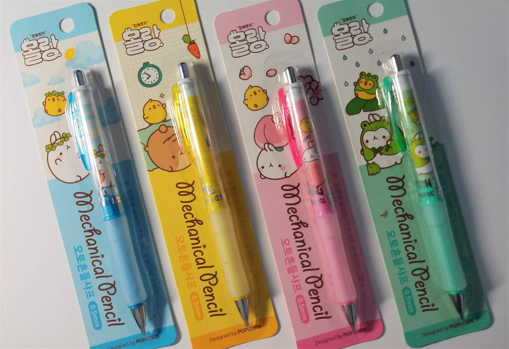 [feel Soon Retail] (4pcs) Molang Characters Automatic Mechanic Pencils (0.5mm)