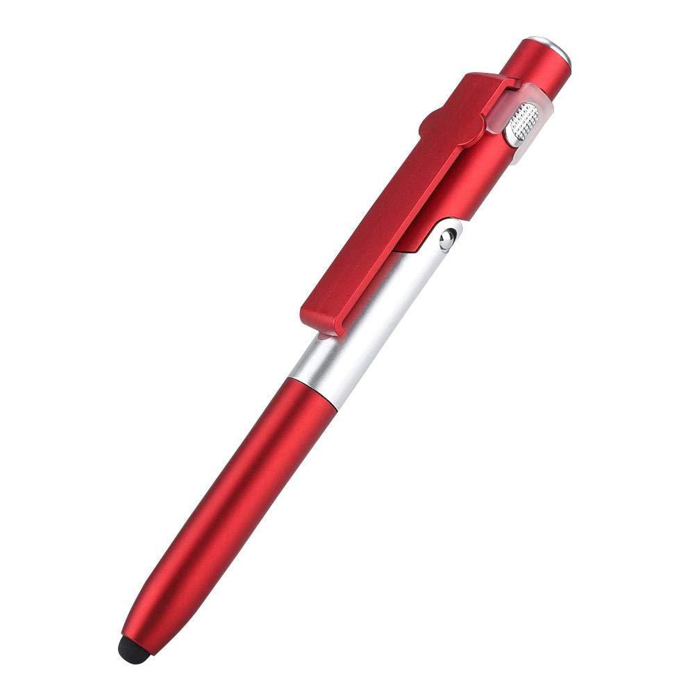 ASHATA Capacitive Pen, 4 in 1 Touch Screen Capacitive Ballpoint Pens with LED Light for Tablet,Foldable Capacitive Touch Pen Stylus Pen/Cell Phone Holder Stand(Red)