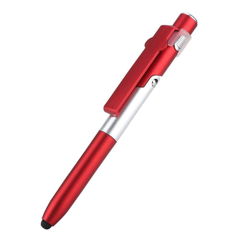 ASHATA Capacitive Pen, 4 in 1 Touch Screen Capacitive Ballpoint Pens with LED Light for Tablet,Foldable Capacitive Touch Pen Stylus Pen/Cell Phone Holder Stand(Red)