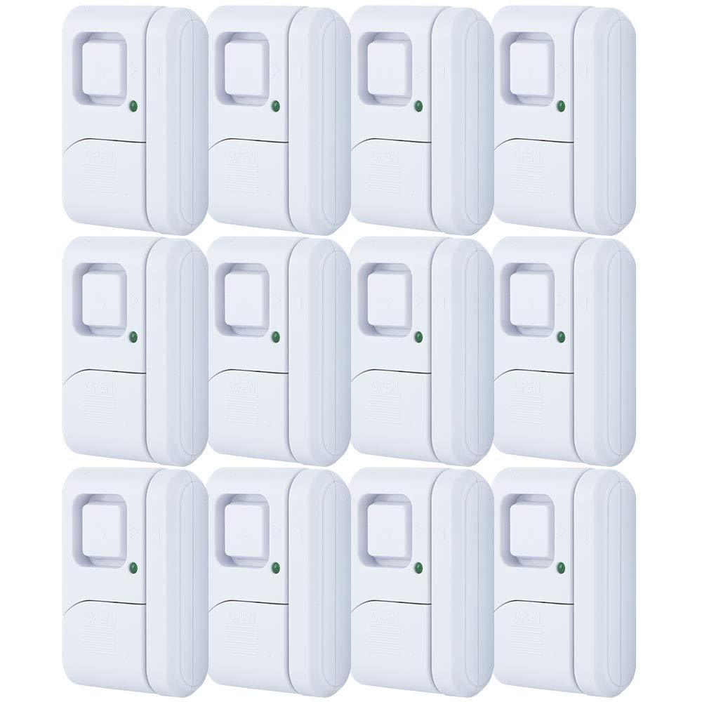 GE 45989 Personal Security Window/Door Off/Chime/Alarm, Easy Installation, Ideal for Home, Garage, Apartment, Dorm, RV and Office, 12-Pack, White, 12