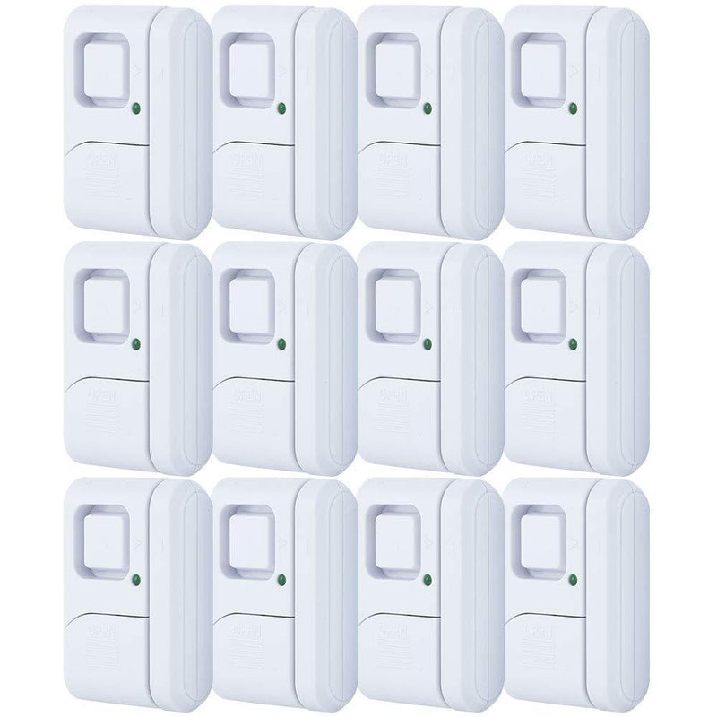 GE 45989 Personal Security Window/Door Off/Chime/Alarm, Easy Installation, Ideal for Home, Garage, Apartment, Dorm, RV and Office, 12-Pack, White, 12