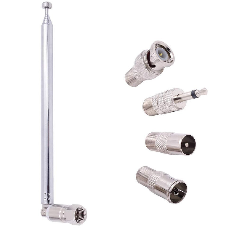 Fancasee FM Antenna Telescopic 75 Ohm Screw F Male Plug Antenna with PAL BNC 3.5mm Jack Connector Adapter FM Radio Antenna for AV Stereo Receiver Home Theater Amplifier System Indoor Outdoor