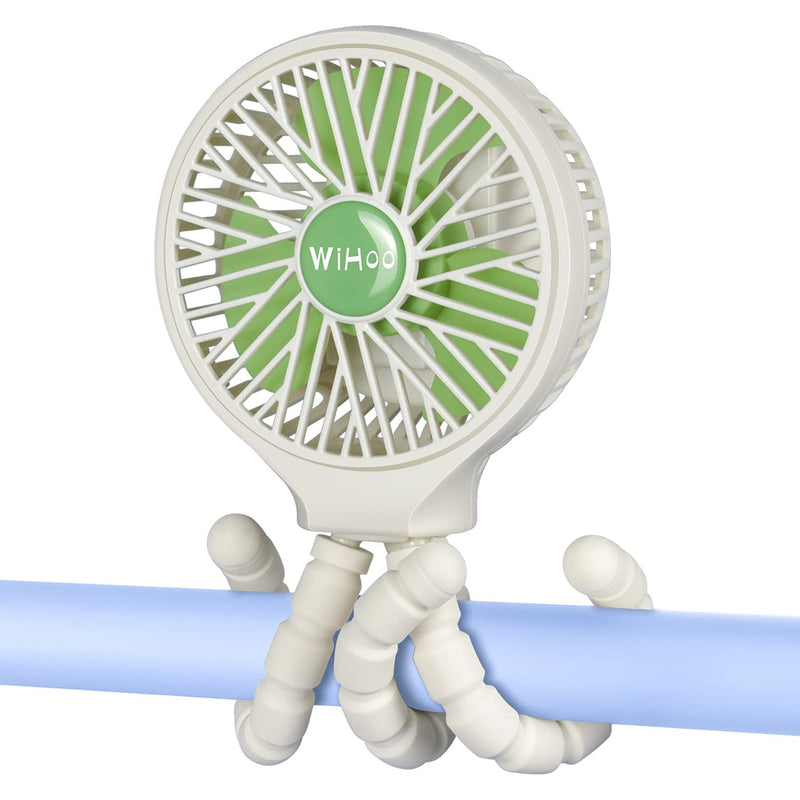WiHoo Stroller Fan Clip On for Baby 5200mAh Battery Operated Fan Portable Fan Rechargeable Mini Handheld Car Seat Fan Small USB Desk Personal Fan for Stroller Accessories/Crib/Camping/Traveling White