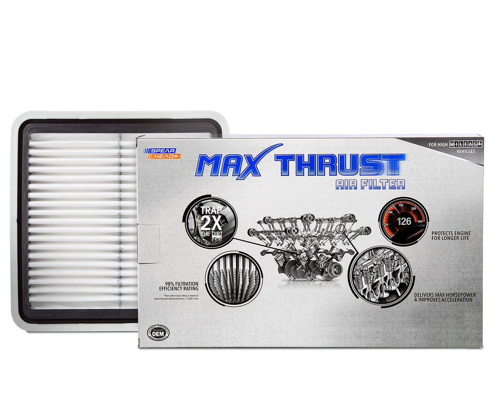 Spearhead Max Thrust Performance Engine Air Filter For All Mileage Vehicles - Increases Power & Improves Acceleration (MT-997) 8.9 x 8.8 x 1.6 in