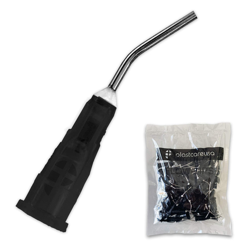 200 20 Gauge Black Dental Pre Bent Flow Dispensing Tips, 2 Bags 20 G (Black)