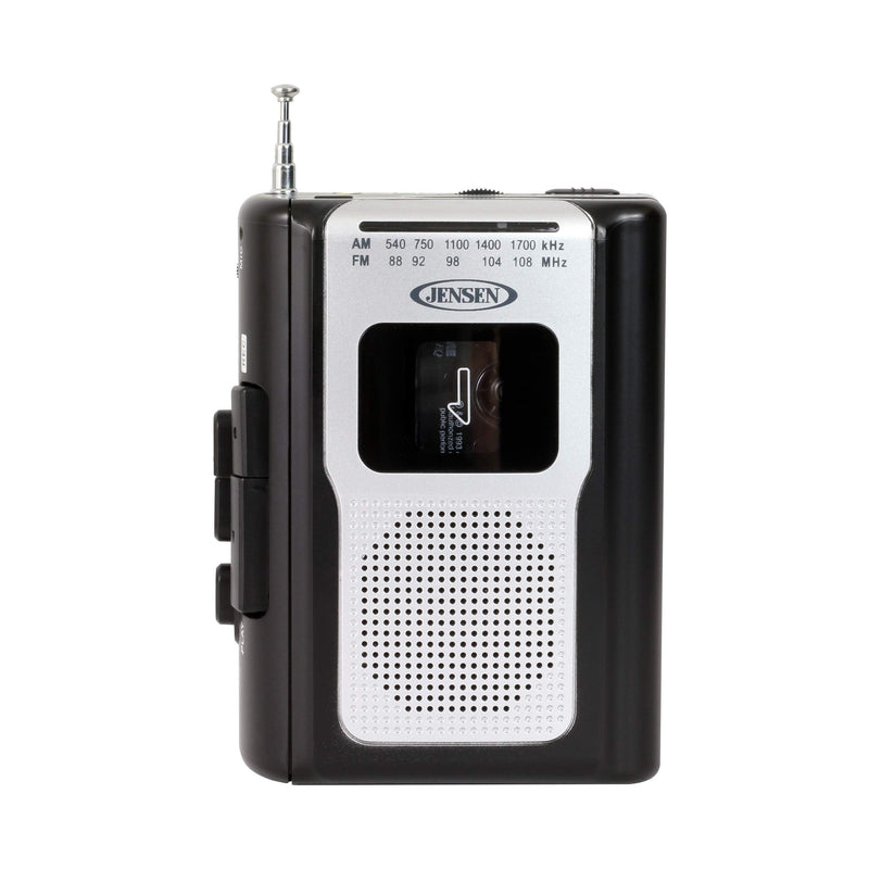 Jensen CR-100 Retro Portable AM/FM Radio Personal Cassette Player Compact Lightweight Design Stereo AM/FM Radio Cassette Player/Recorder & Built in Speaker (Black Series) Black