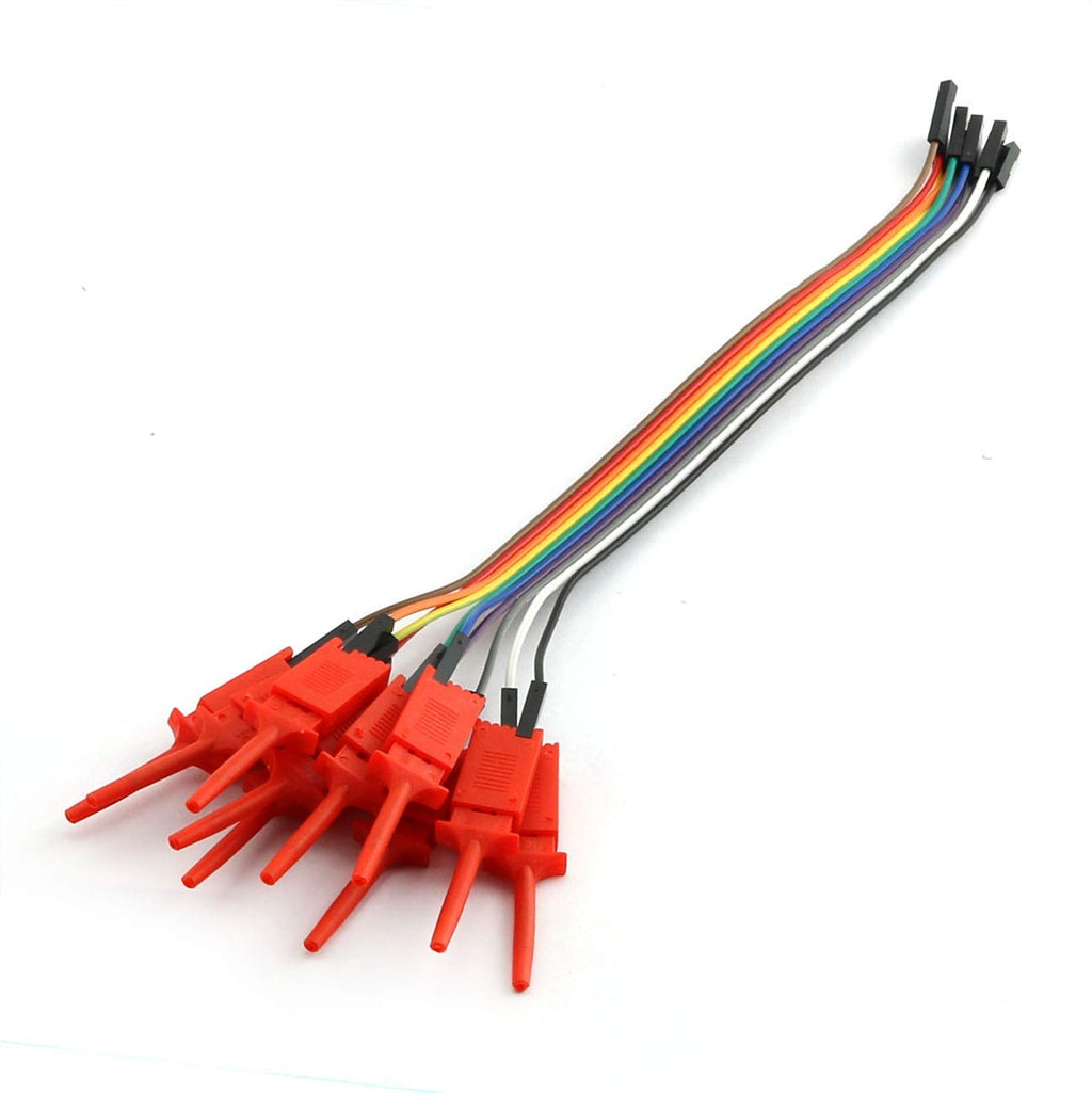 RuiLing 10 in 1 Test Probe Hook SMD IC Test Hook Clip Jumper Flat Small Grabber Logic Analyzer Testing Accessories Red 200mm